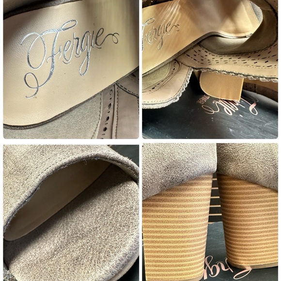 Fergie Harrison Suede Leather Doe Open Toe Bootie Block Heel Size 11 M - Picture 8 of 10